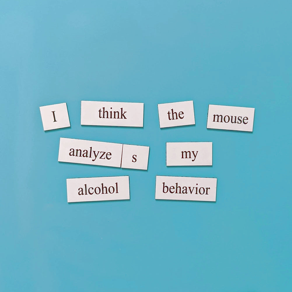 Neuroscience word magnets showing brain and neural science vocabulary tiles, gift for scientists