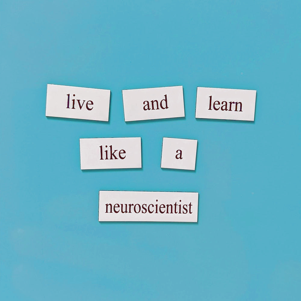 Neuroscience word magnets made by Genius Lab Gear, gift for scientists