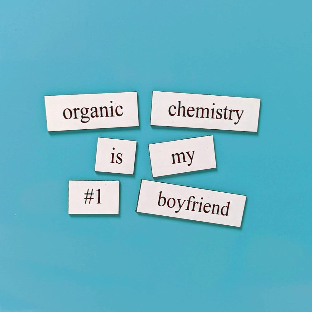 Genius Lab Gear's organic chemistry word magnets, gift for scientists