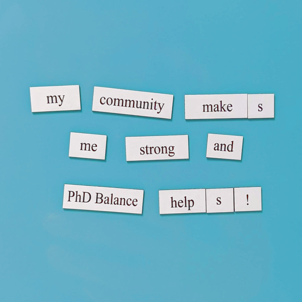 PhD Balance Word Magnets by Genius Lab Gear, gift for scientists