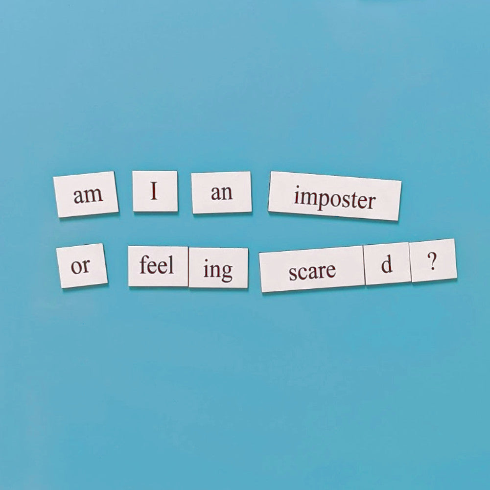 Imposter syndrome PhD word magnets, gift for scientists