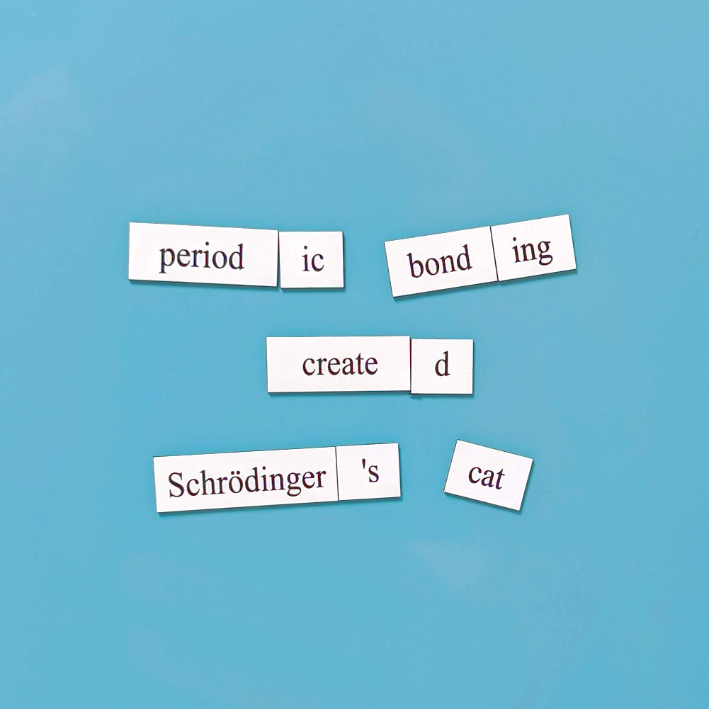 Physics word magnet poetry tiles for whiteboard or fridge, science gift for physicists