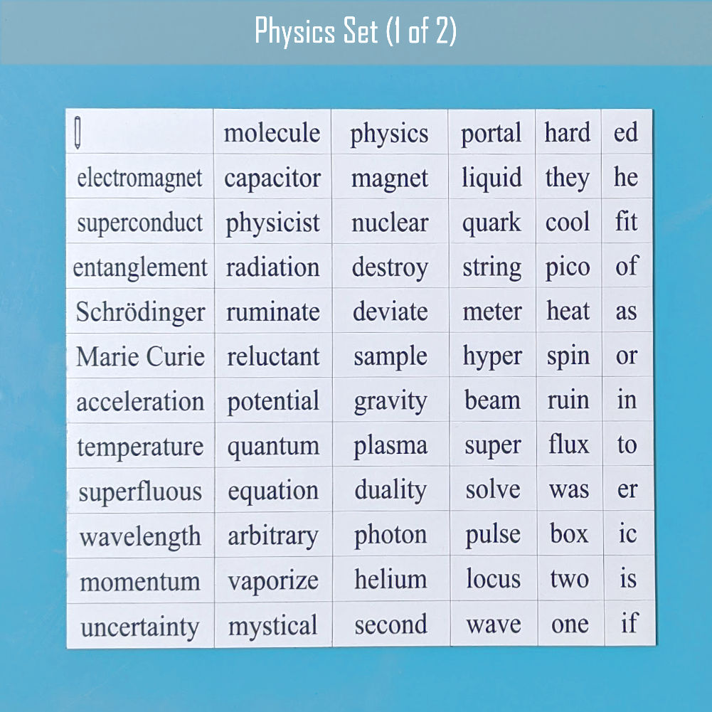 Genius Lab Gear's physics word magnet set 1, gift for scientists