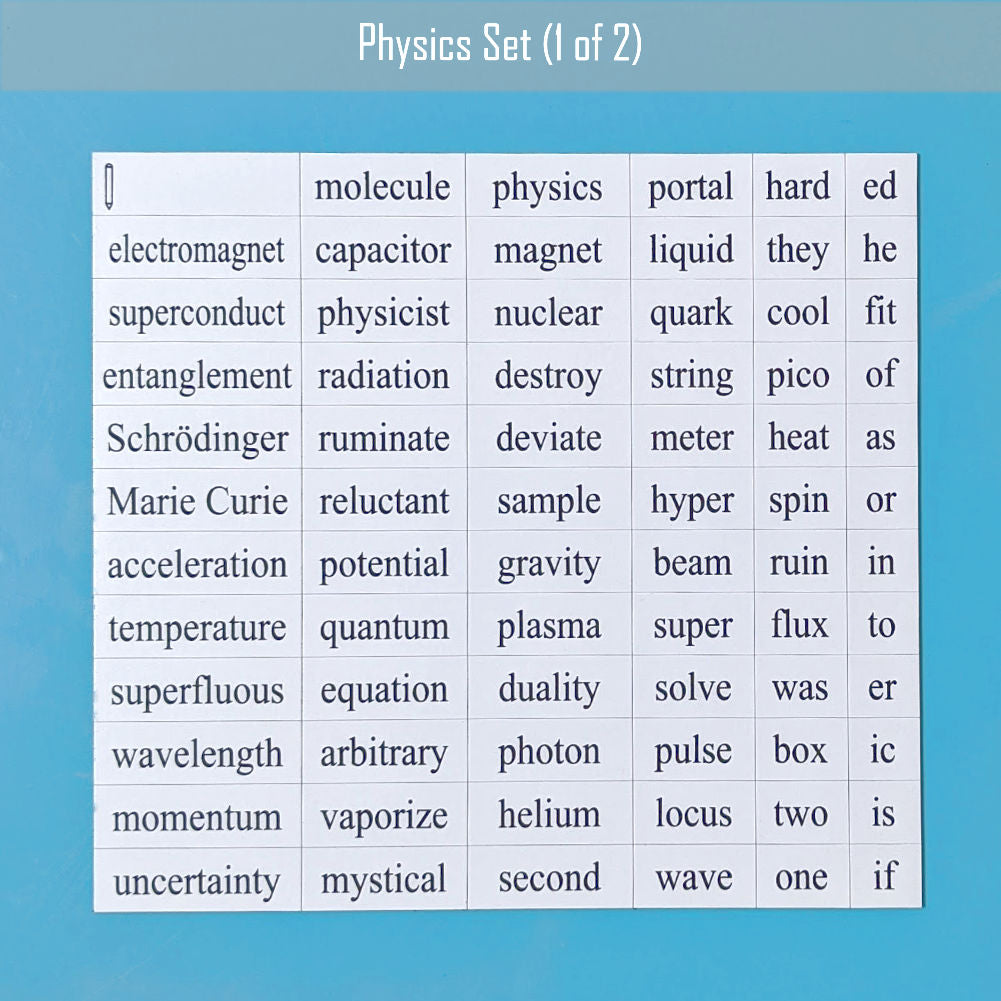 Physics word magnet set 1 by Genius Lab Gear, gift for scientists