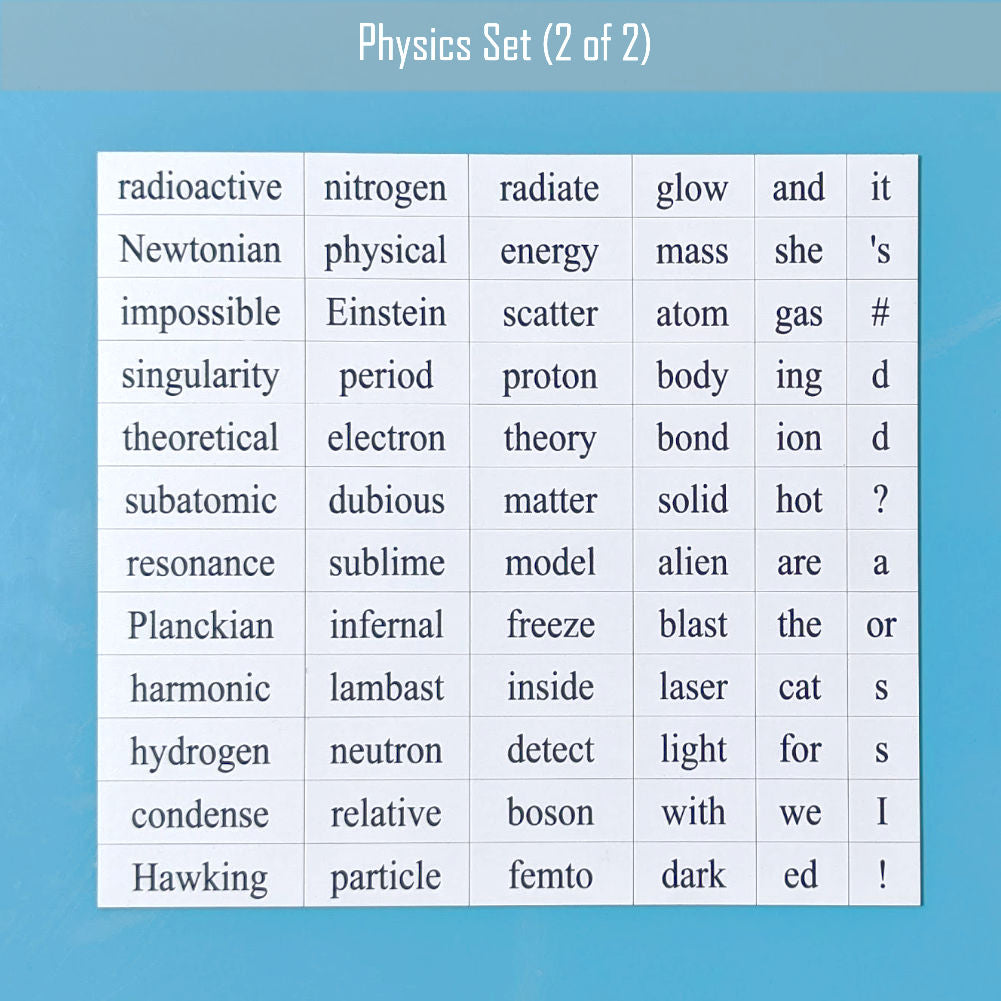 Physics word magnet set 2 by Genius Lab Gear, gift for scientists
