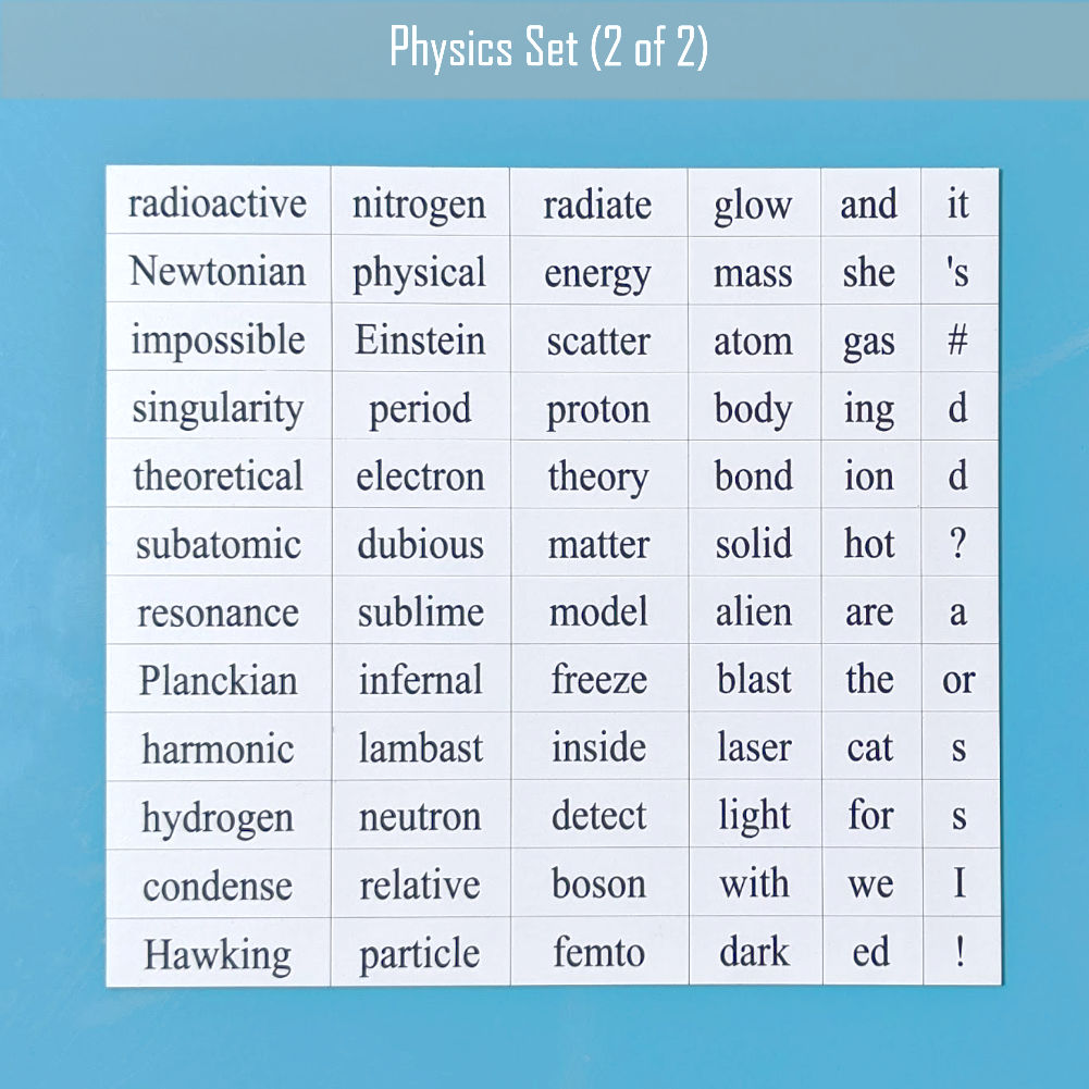 Genius Lab Gear's physics word magnet set 2, gift for scientists