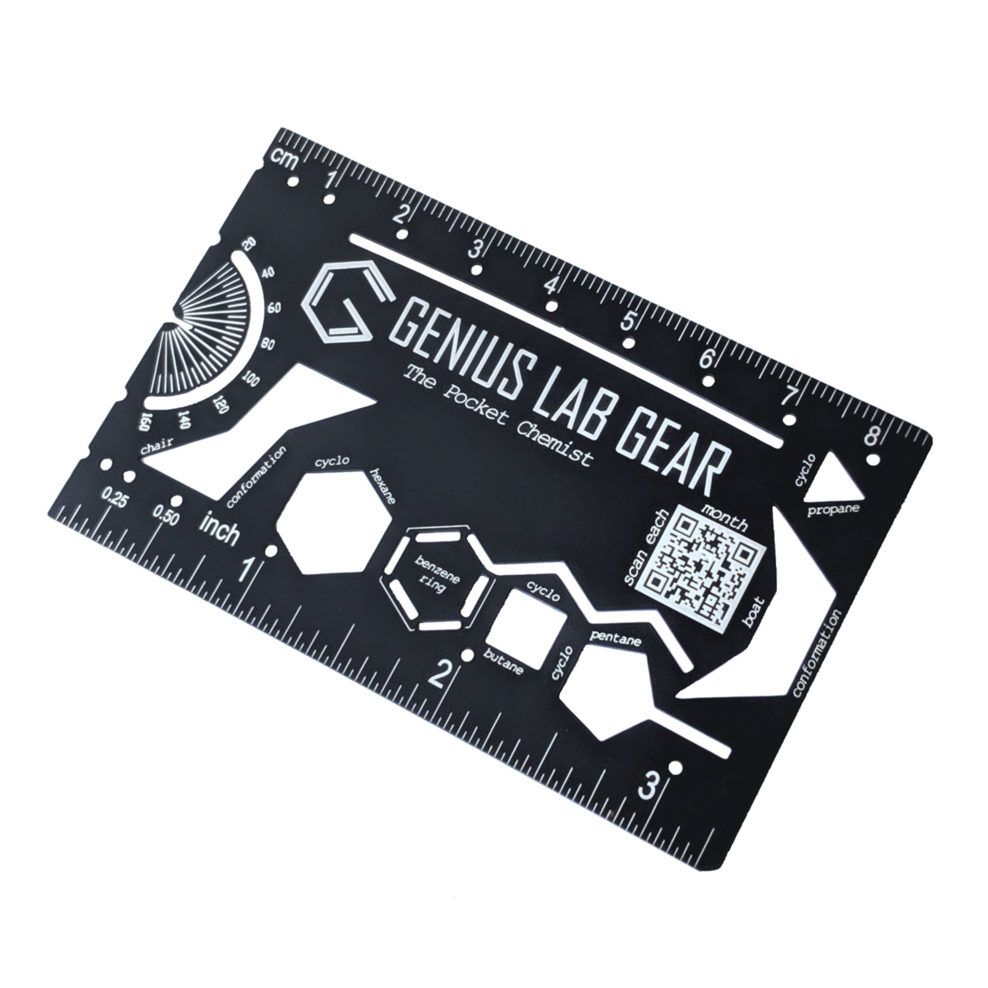 Genius Lab Gear's Pocket Chemist with organic chemistry drawing template molecule ruler for ochem, gift for scientists