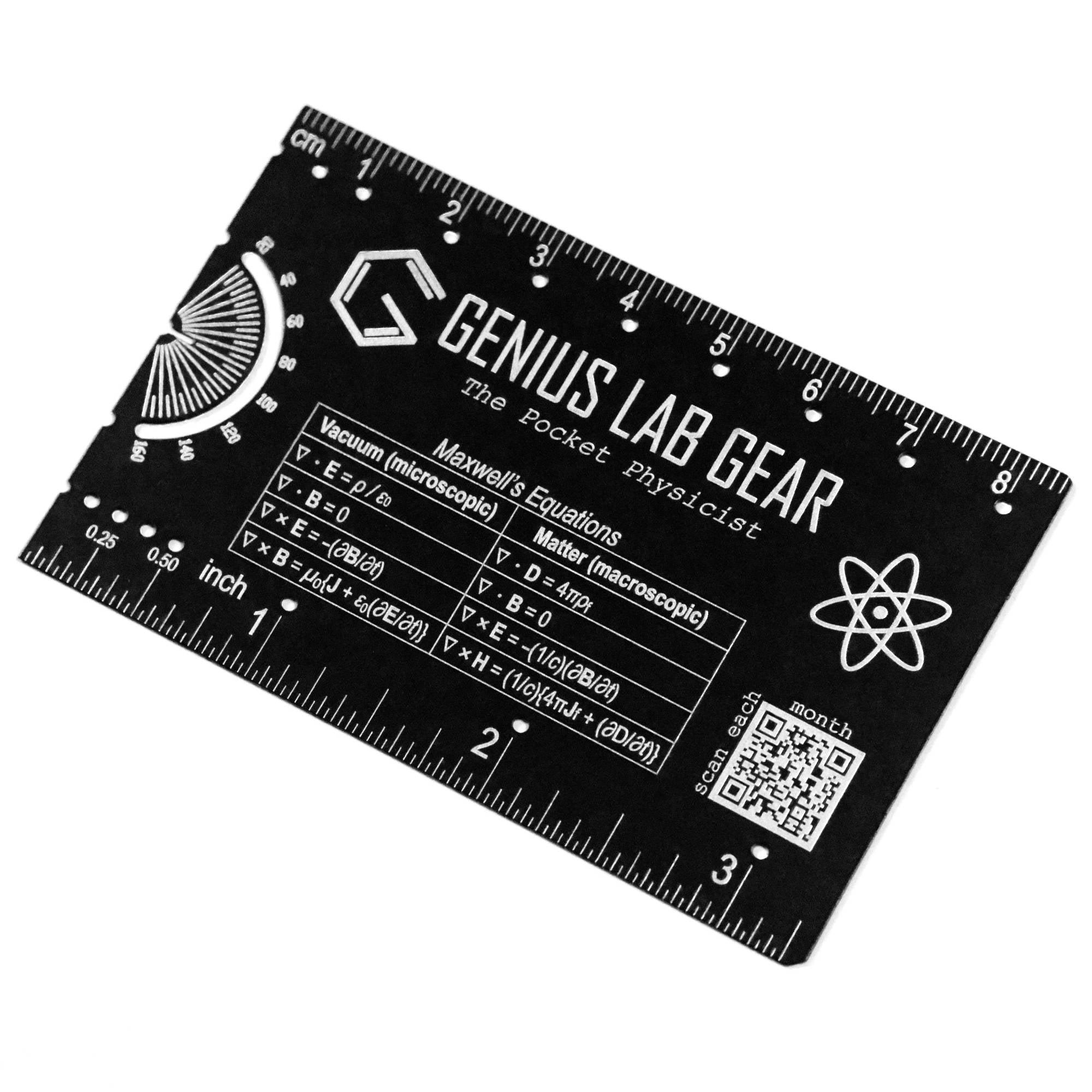 Genius Lab Gear's Pocket Physicist wallet ruler equation reference, gift for scientists